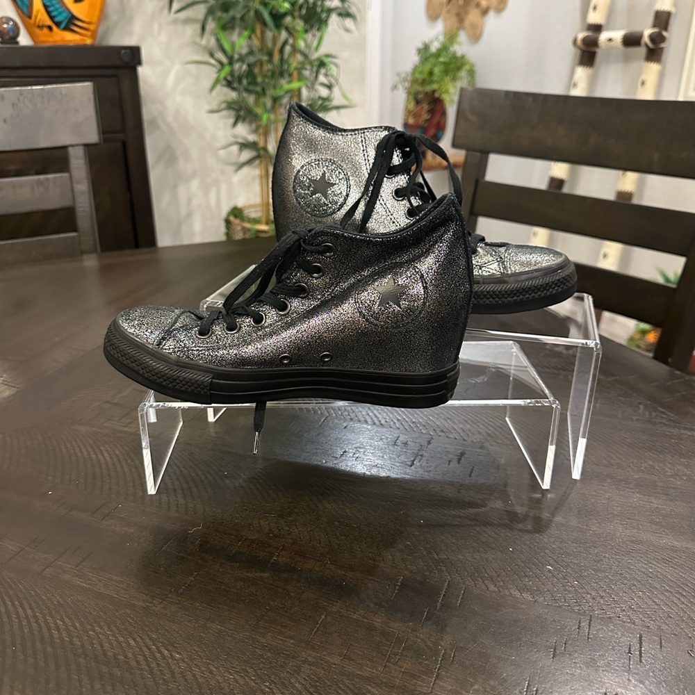 Converse Chuck Taylor Women's Silver and Black High-Top Sneakers - Picture 10 of 10